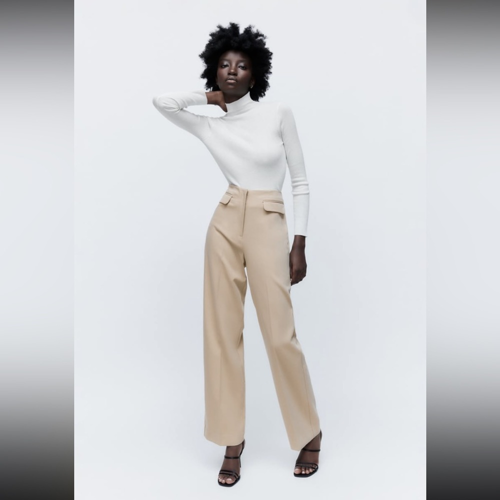 Zara Front Flap High Waisted Pants